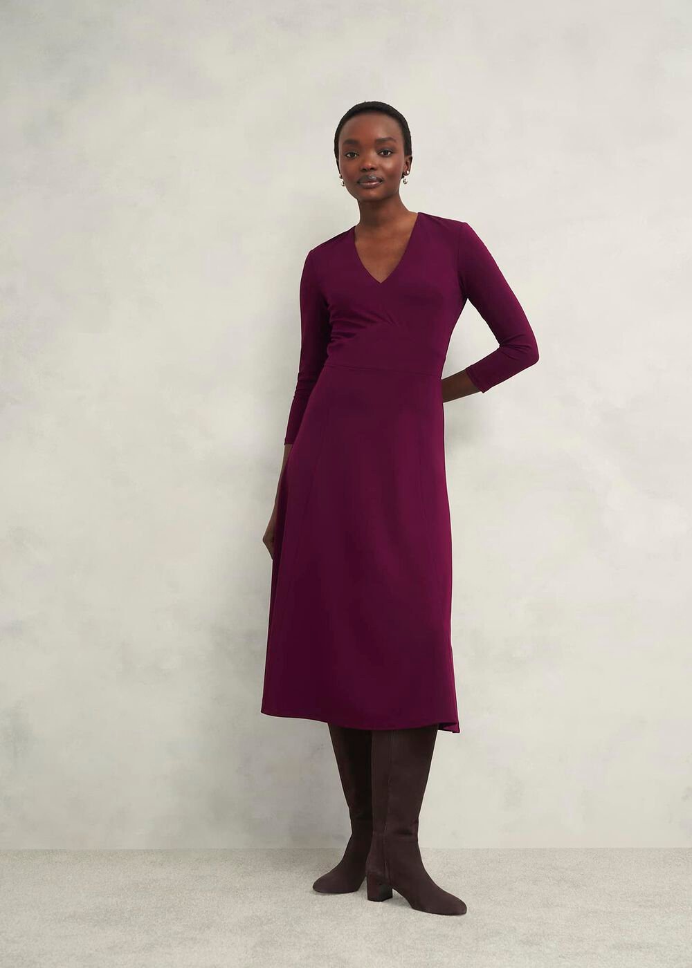 Mirabel Ponte Dress, Warm Plum, hi-res