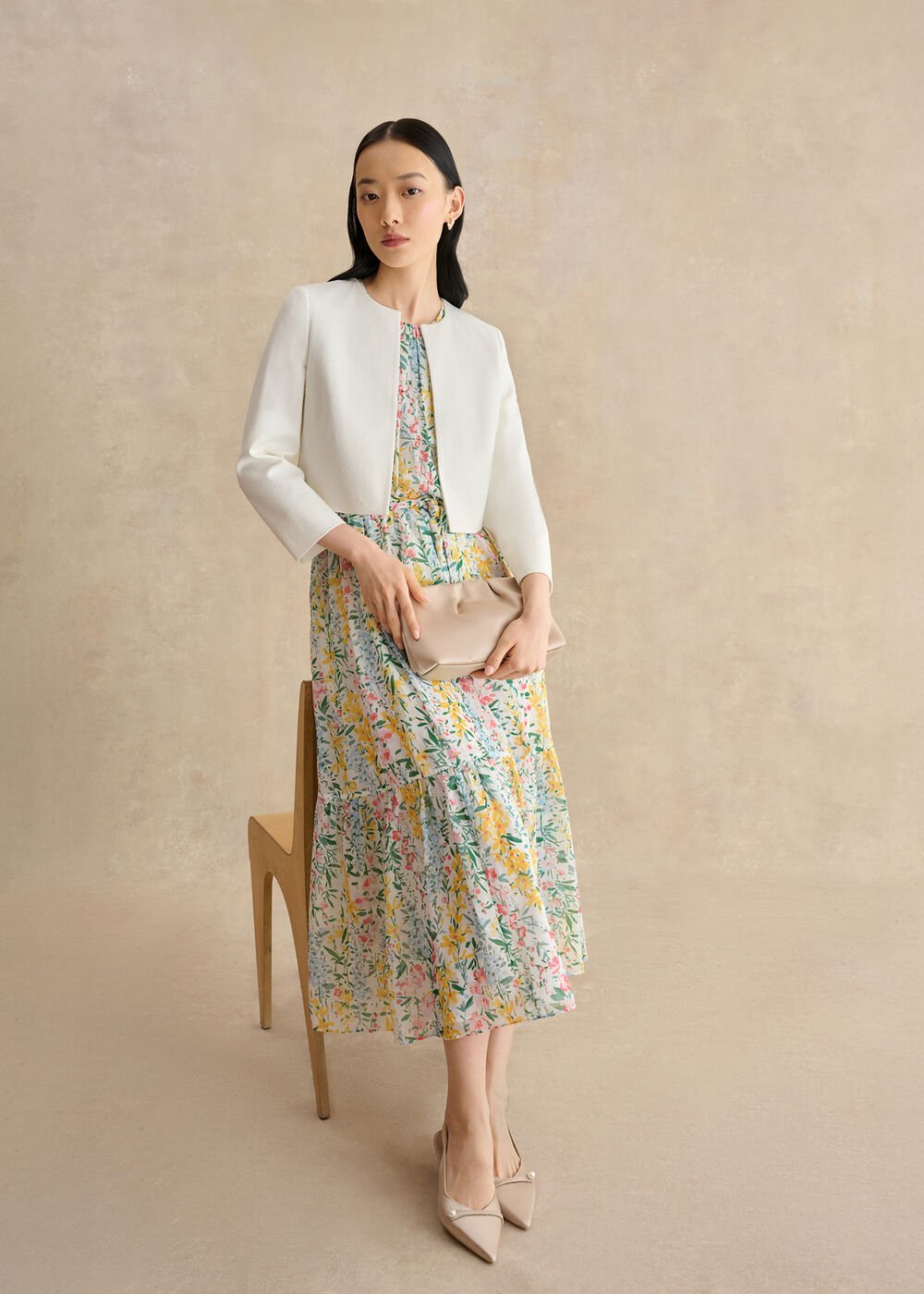 Lillian Floral Dress, Ivory Multi, hi-res