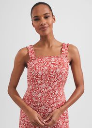 Tabitha Dress, Clay Red Ivory, hi-res