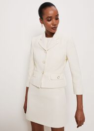 Clarence Tweed Jacket, Cream, hi-res