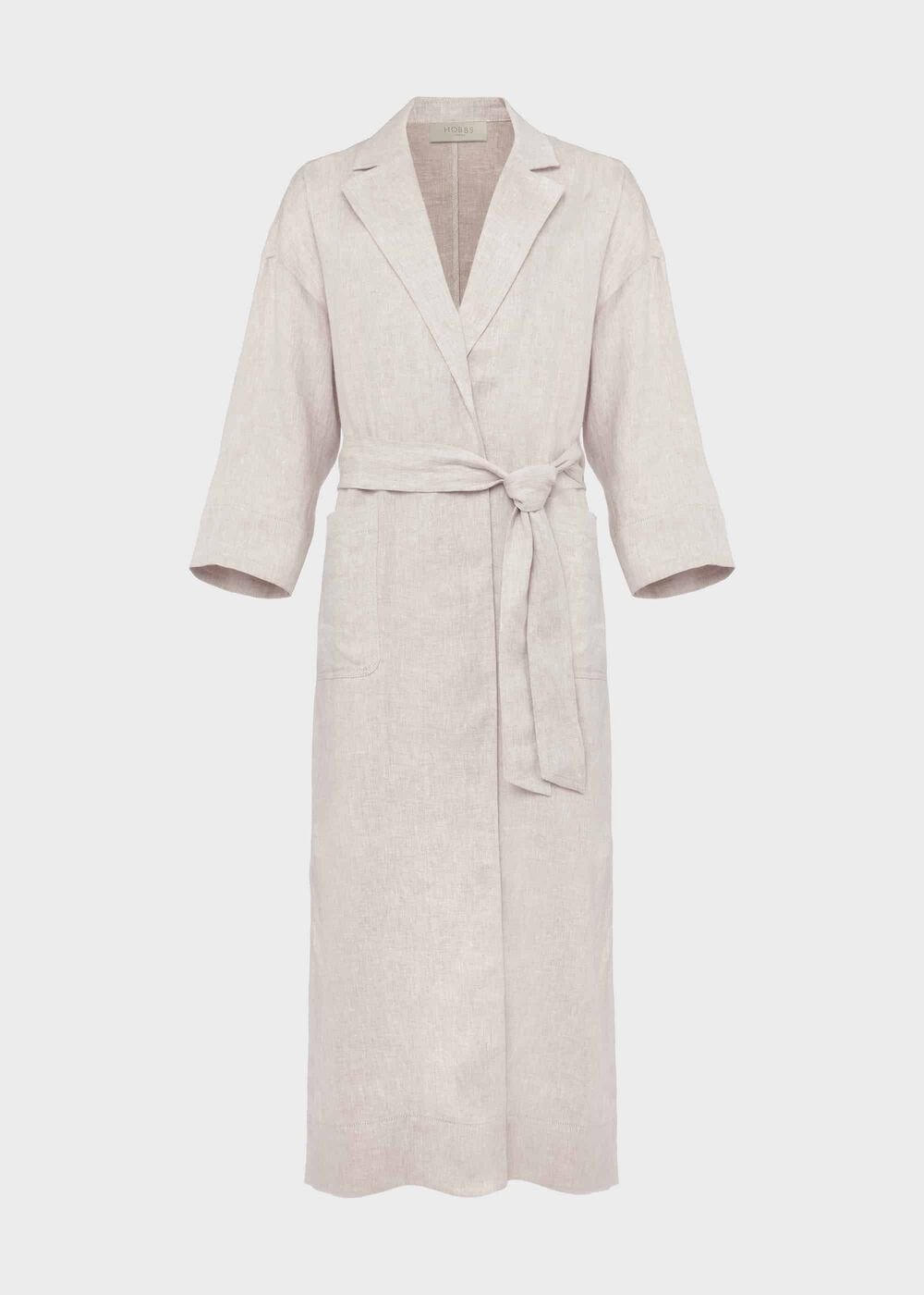 Maeve Linen Wrap Trench Coat, Neutral, hi-res