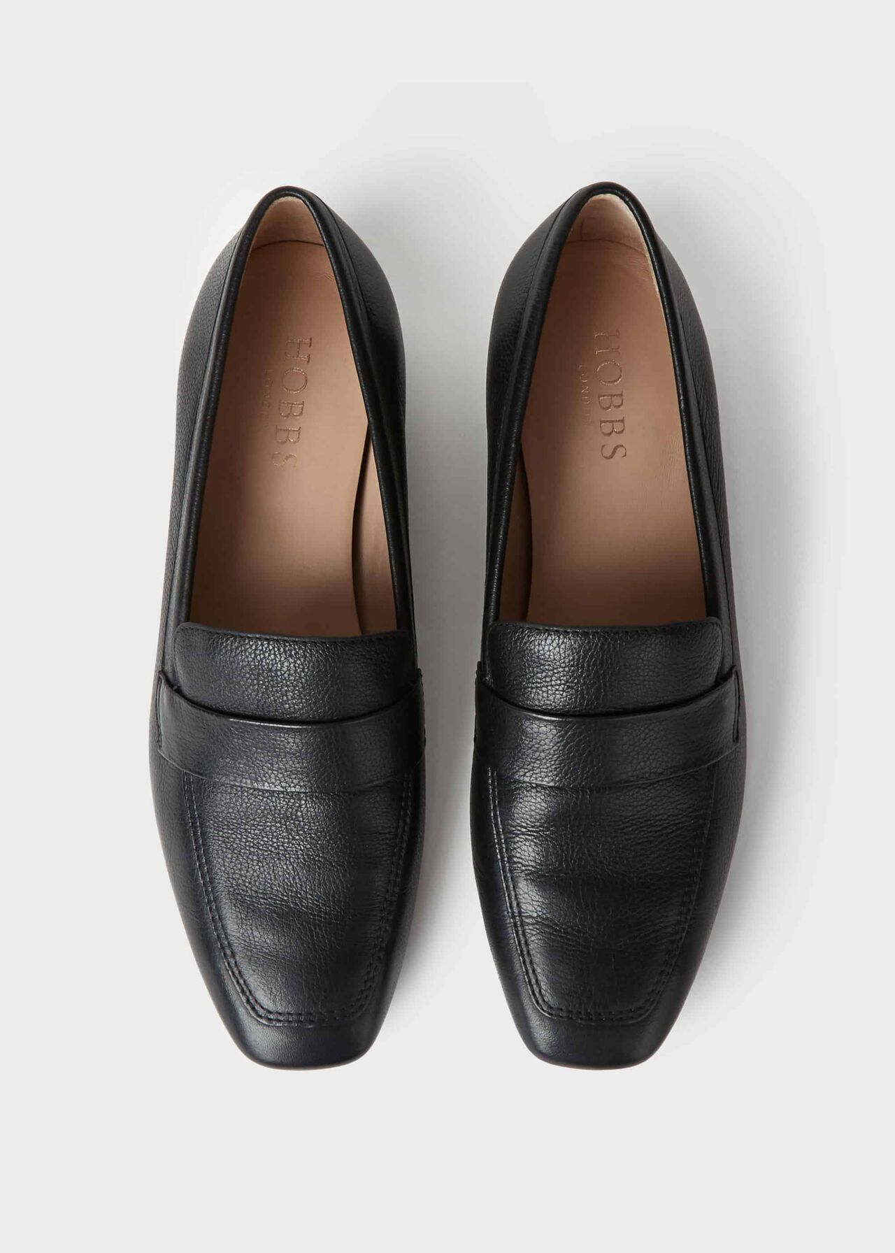 Lucy Leather Moccasins, Black, hi-res