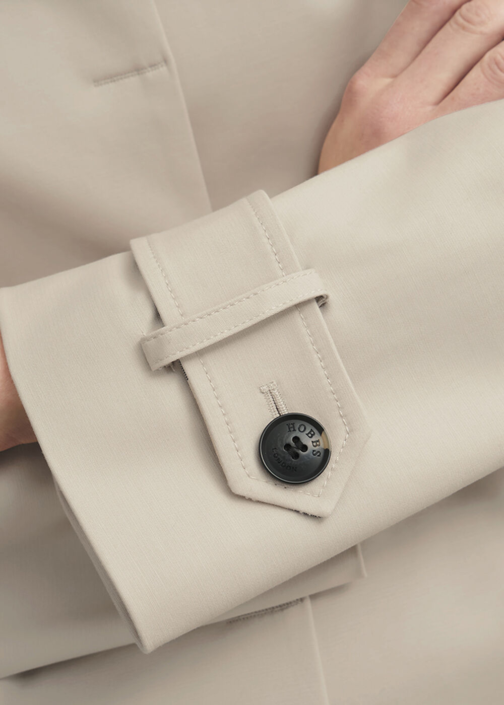 Frida Shower Resistant Short Trench Coat, Buff Grey, hi-res