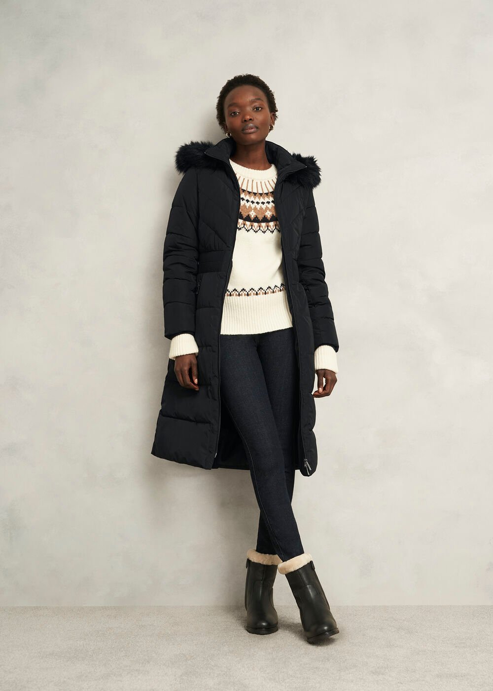 Petite Amalie Puffer Coat, Black, hi-res