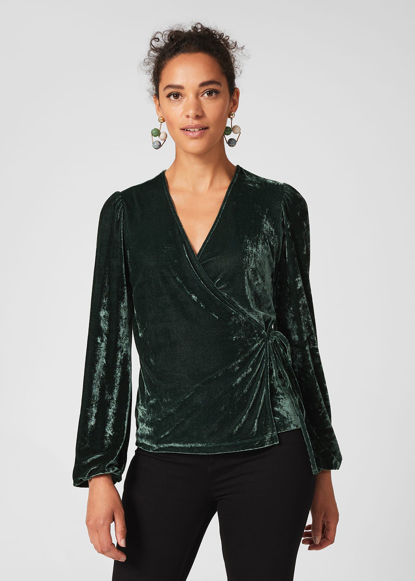 Livvy Velvet Wrap Top | Hobbs