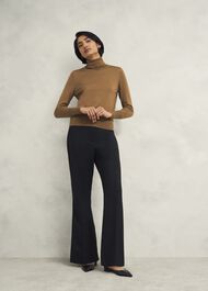 Clarendon Wool Silk Roll Neck Sweater, Classic Vicuna, hi-res