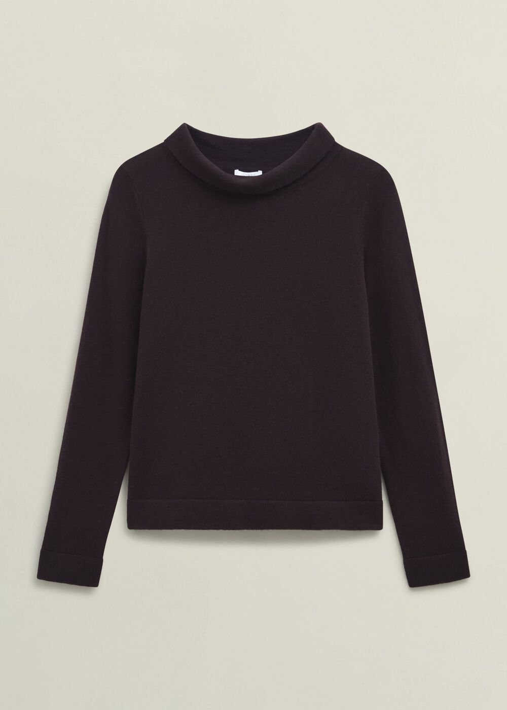 Brown Audrey Cashmere Blend Roll Neck Sweater, Deep Brown, hi-res