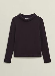 Brown Audrey Cashmere Blend Roll Neck Sweater, Deep Brown, hi-res