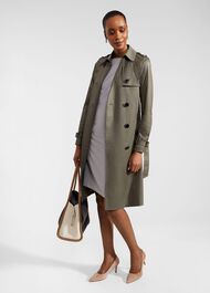 Petite Lisa Shower Resistant Trench Coat, Olive Green, hi-res