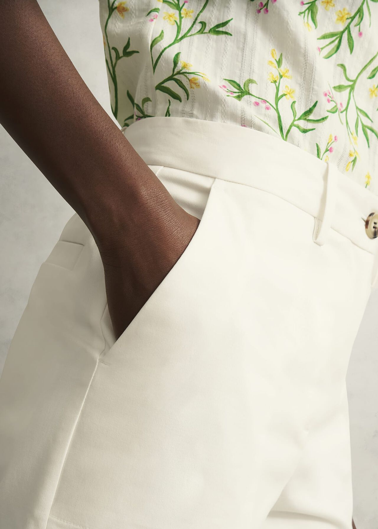 Clemmie Cotton Trousers, Milky White, hi-res