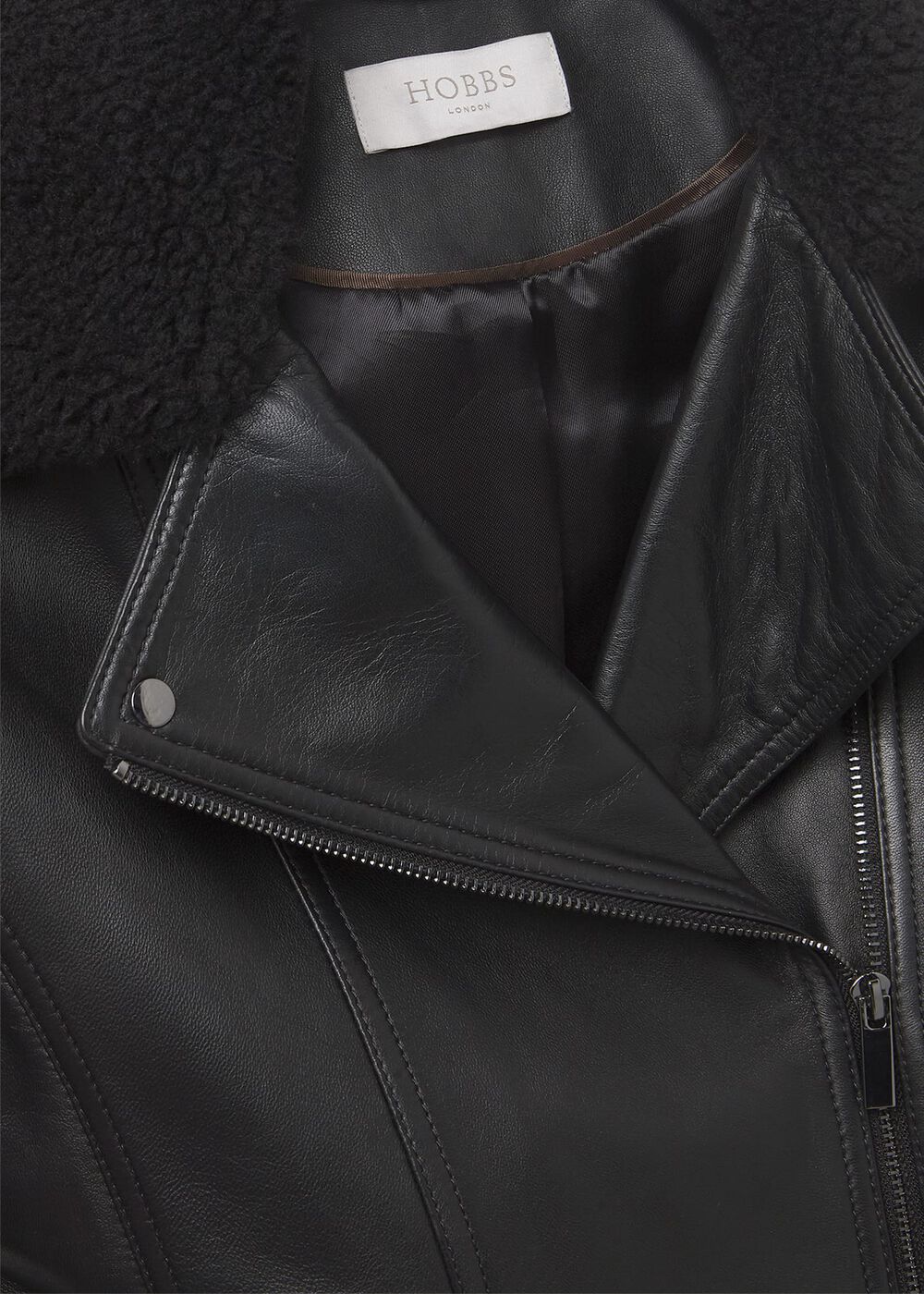 Lois Leather Jacket, Black, hi-res