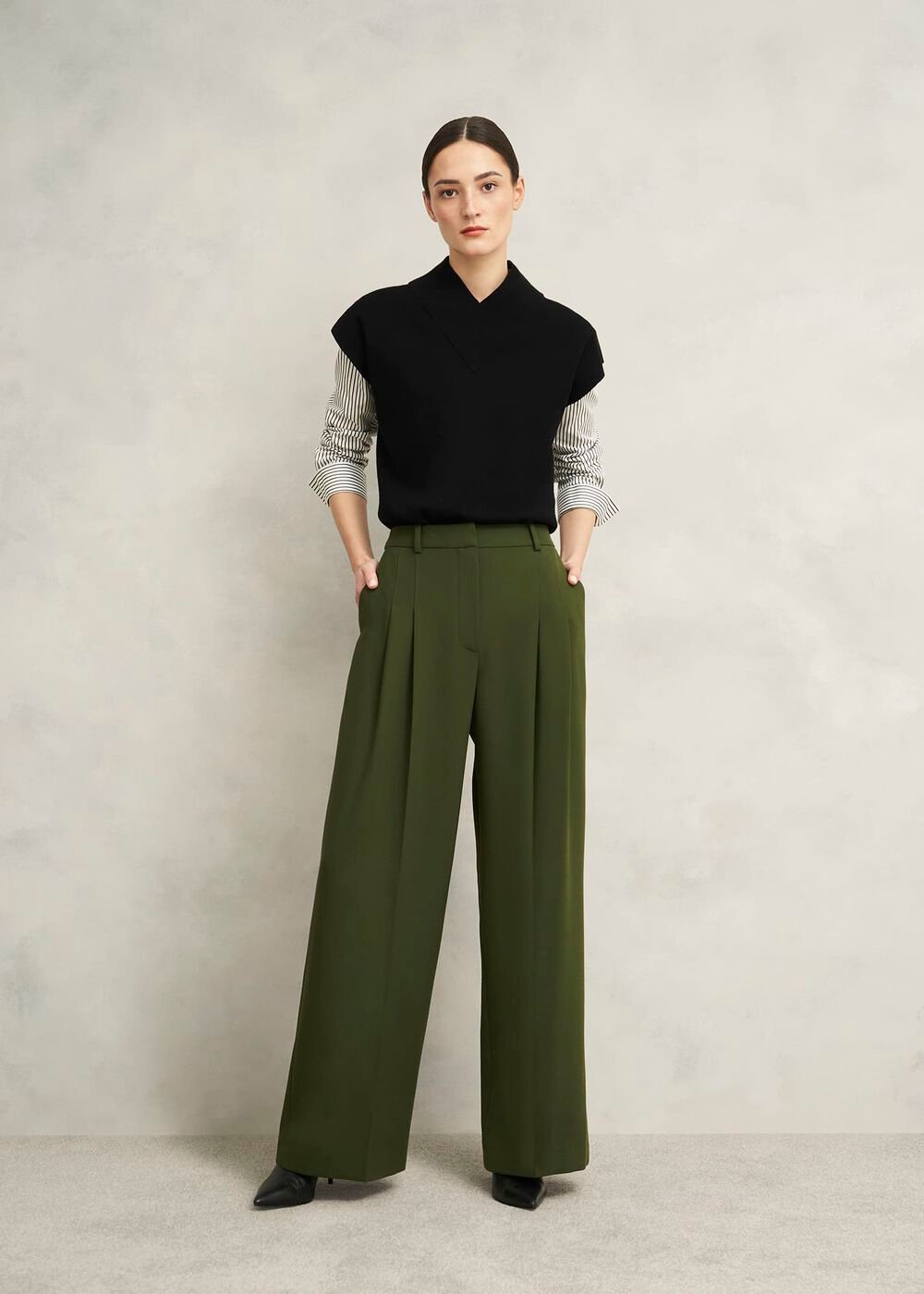Alya Wide Trousers, Dark Fern Green, hi-res
