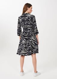 Clarice Printed Shirt Dress, Navy Buttrcream, hi-res