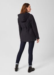 Dannie Waxed Cotton Coat, Navy, hi-res