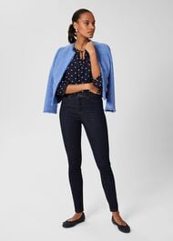 Demi Spot Blouse, Navy Ivory, hi-res