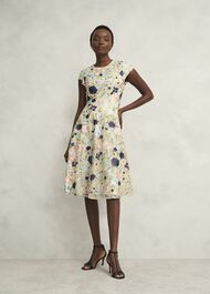 Petite Tia Embroidered Dress, Cream Multi, hi-res
