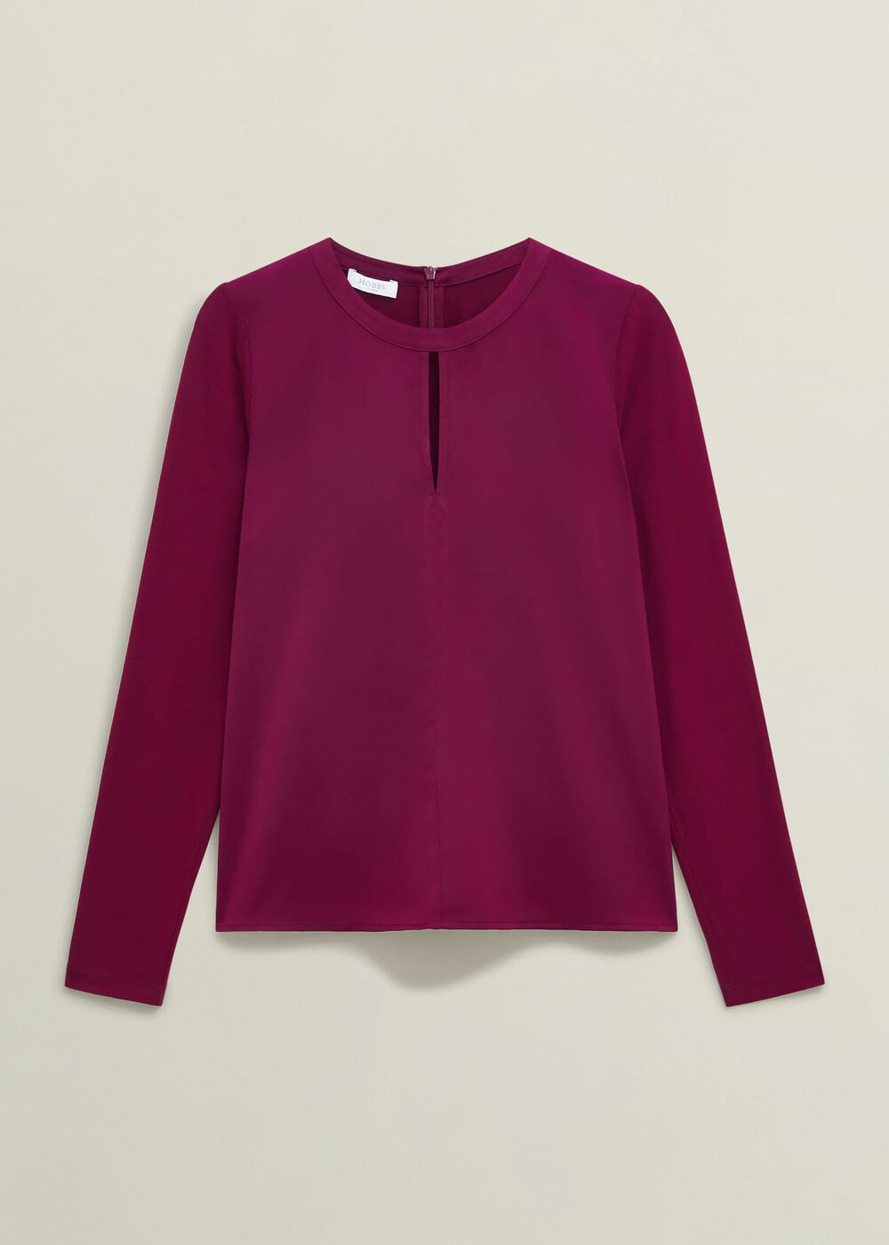 Burgundy Savannah Key Hole Long Sleeve Top, Beryl Red, hi-res