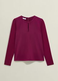 Burgundy Savannah Key Hole Long Sleeve Top, Beryl Red, hi-res