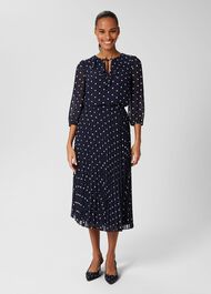 Demi Spot Blouse, Navy Ivory, hi-res