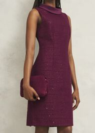 Milan Tweed Clutch Bag, Warm Plum, hi-res