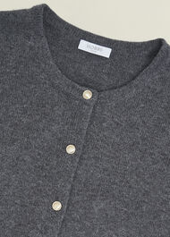 Lulah Wool Blend Fur Collar Knitted Cardigan, Charcoal Grey, hi-res