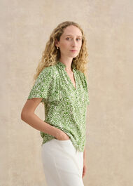 Tania Blouse, Green Ivory, hi-res