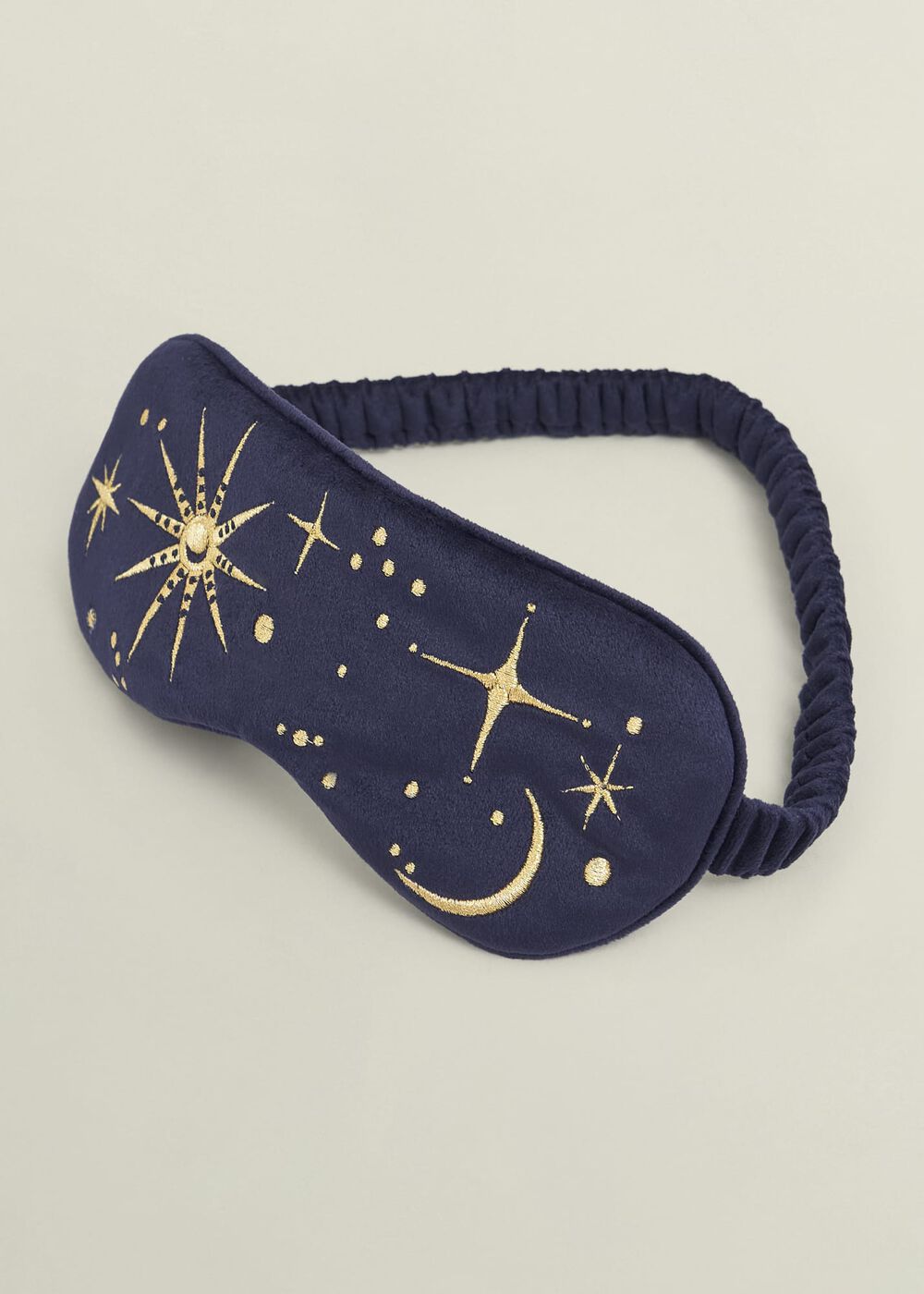 Gabriella Embroidered Silk Eye Mask, Navy Gold, hi-res