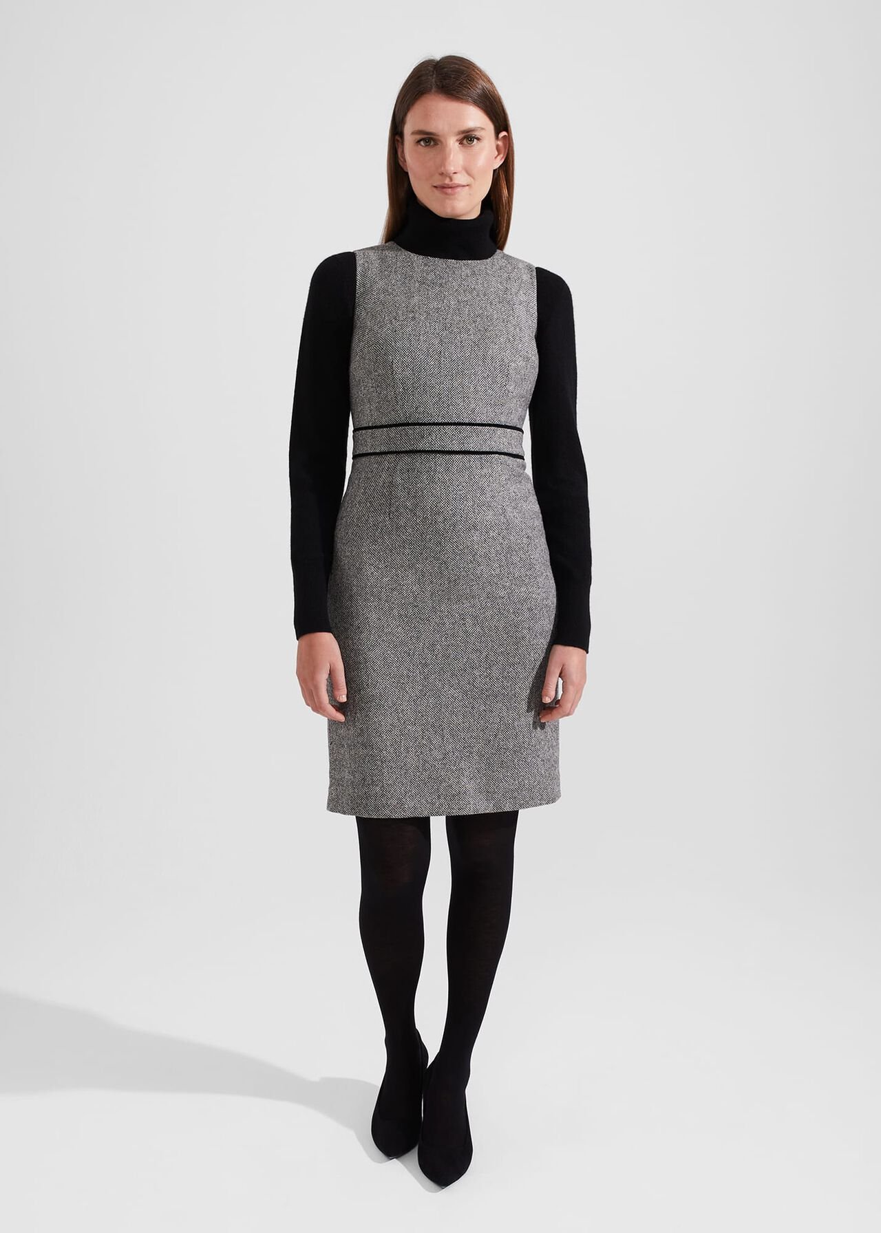 Elle Wool Dress, Black White, hi-res