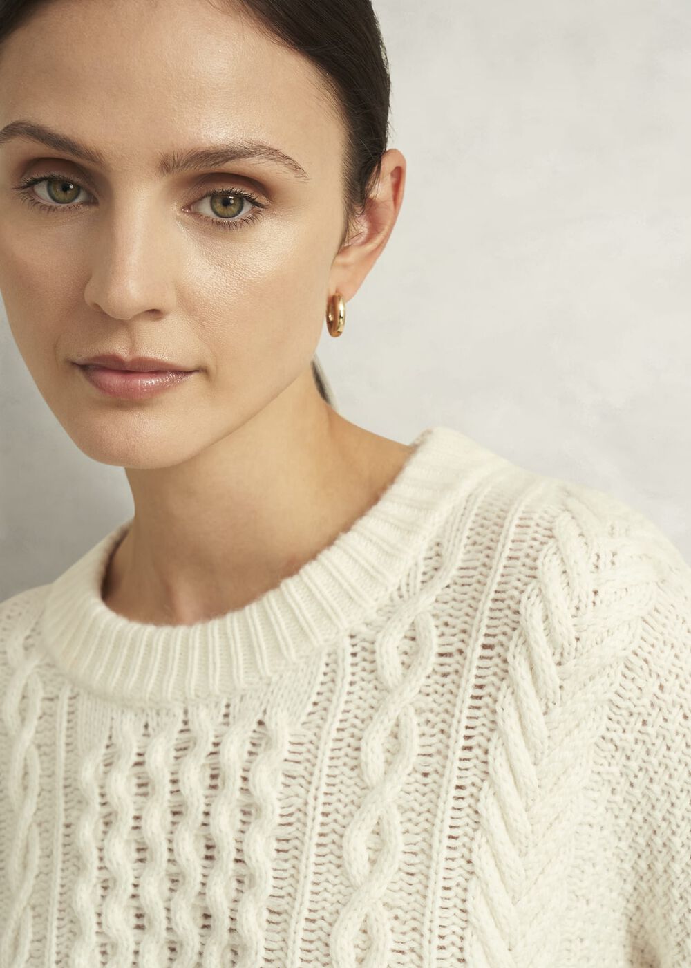 Nell Chunky Cable Turtle Neck Jumper, Hobbs Ivory, hi-res