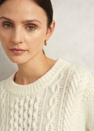Nell Chunky Cable Turtle Neck Jumper, Hobbs Ivory, hi-res