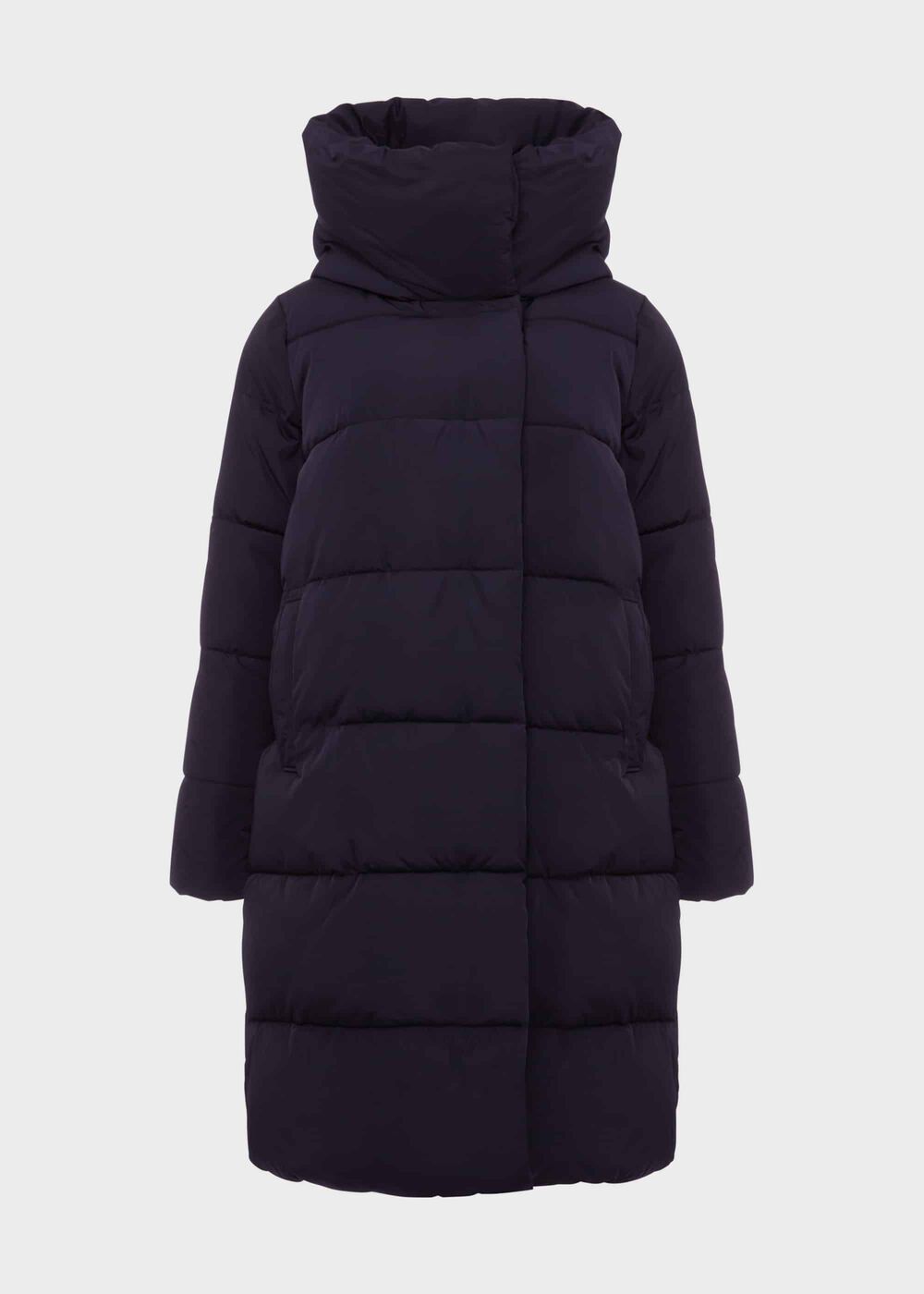 Heather Puffer Jacket With Hood, Navy, hi-res