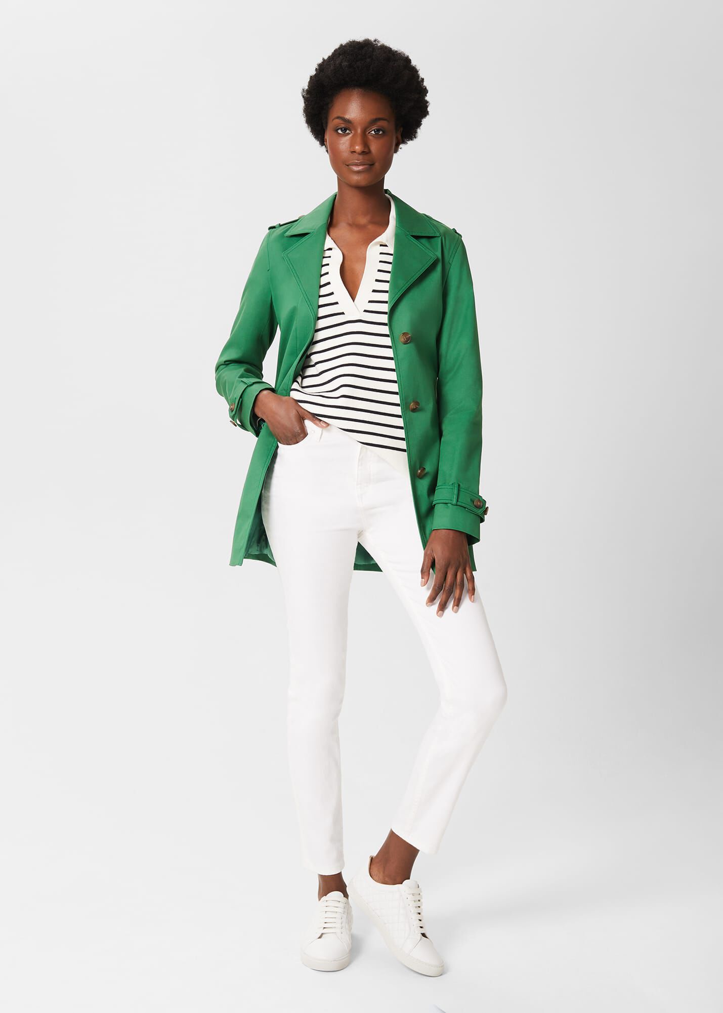 Meryl Water Resistant Short Trench Coat