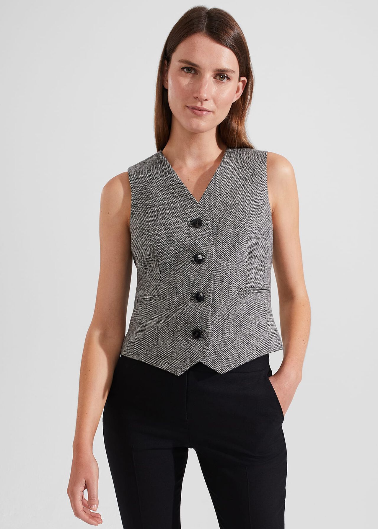 Elle Waistcoat, Black White, hi-res