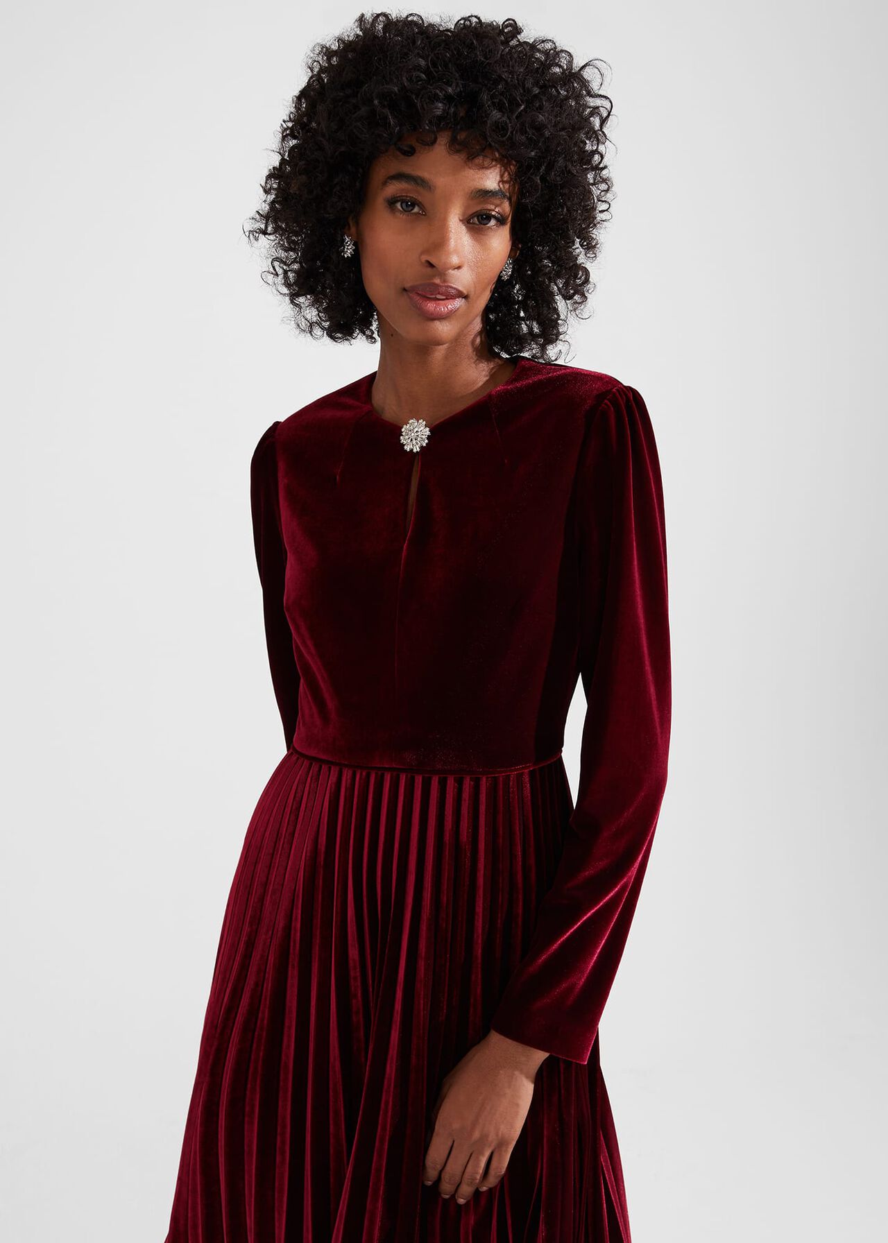 Rosalie Velvet Dress, Deep Red, hi-res