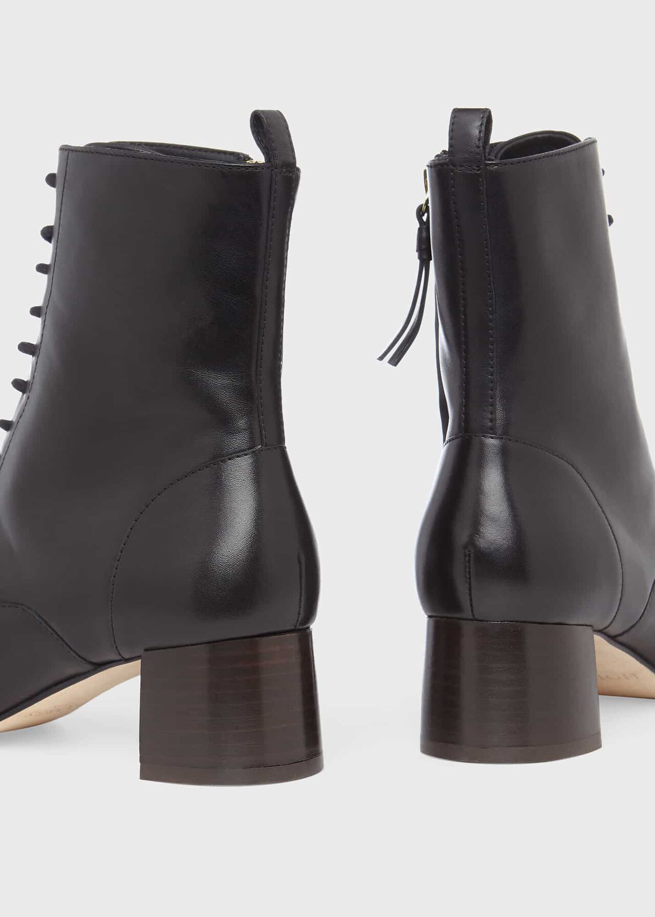Issy Leather Lace Up Ankle Boots, Black, hi-res