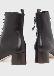 Issy Leather Lace Up Ankle Boots, Black, hi-res