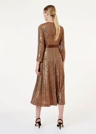 Salma Sequin Fit And Flare Dress, Copper, hi-res