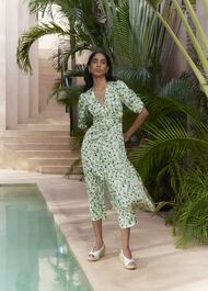 Ennerdale V Neck Midi Dress, Green Multi, hi-res