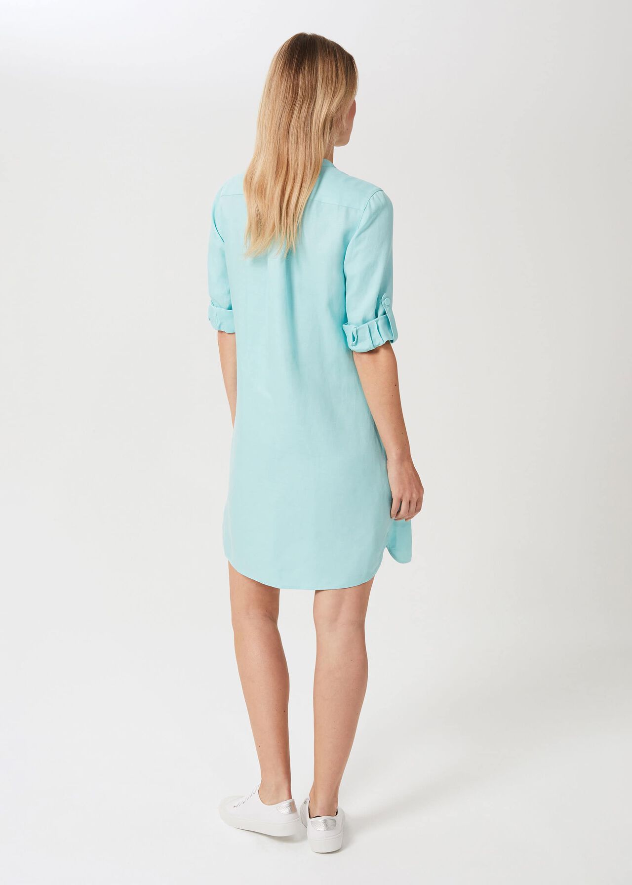 Milla Linen Blend Tunic Dress, Aqua, hi-res