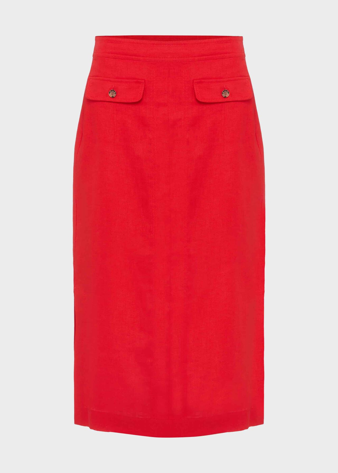 Georgiana Linen Skirt, Coral Red, hi-res