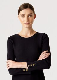 Cora Knitted Dress, Navy, hi-res