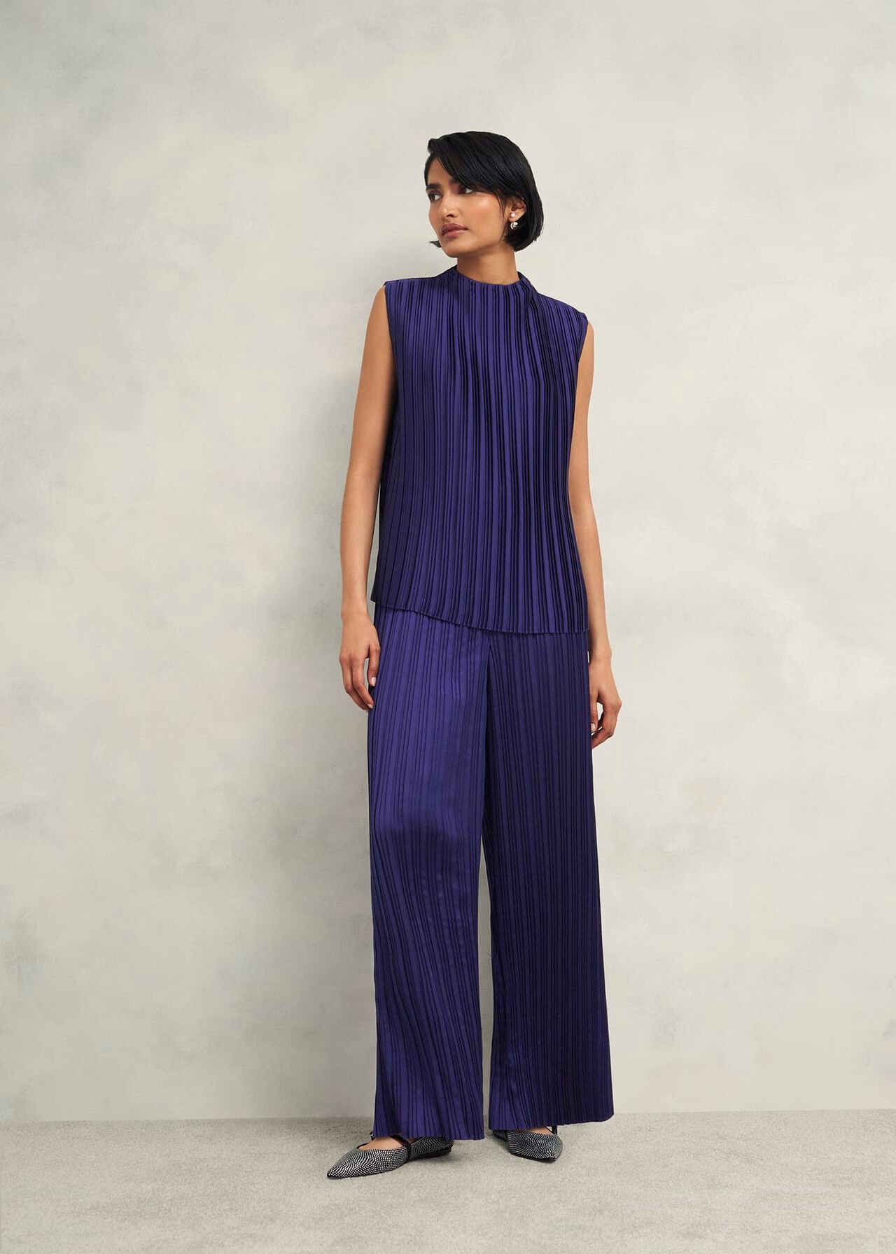 Orla Pleated Blouse, Rich Blue, hi-res