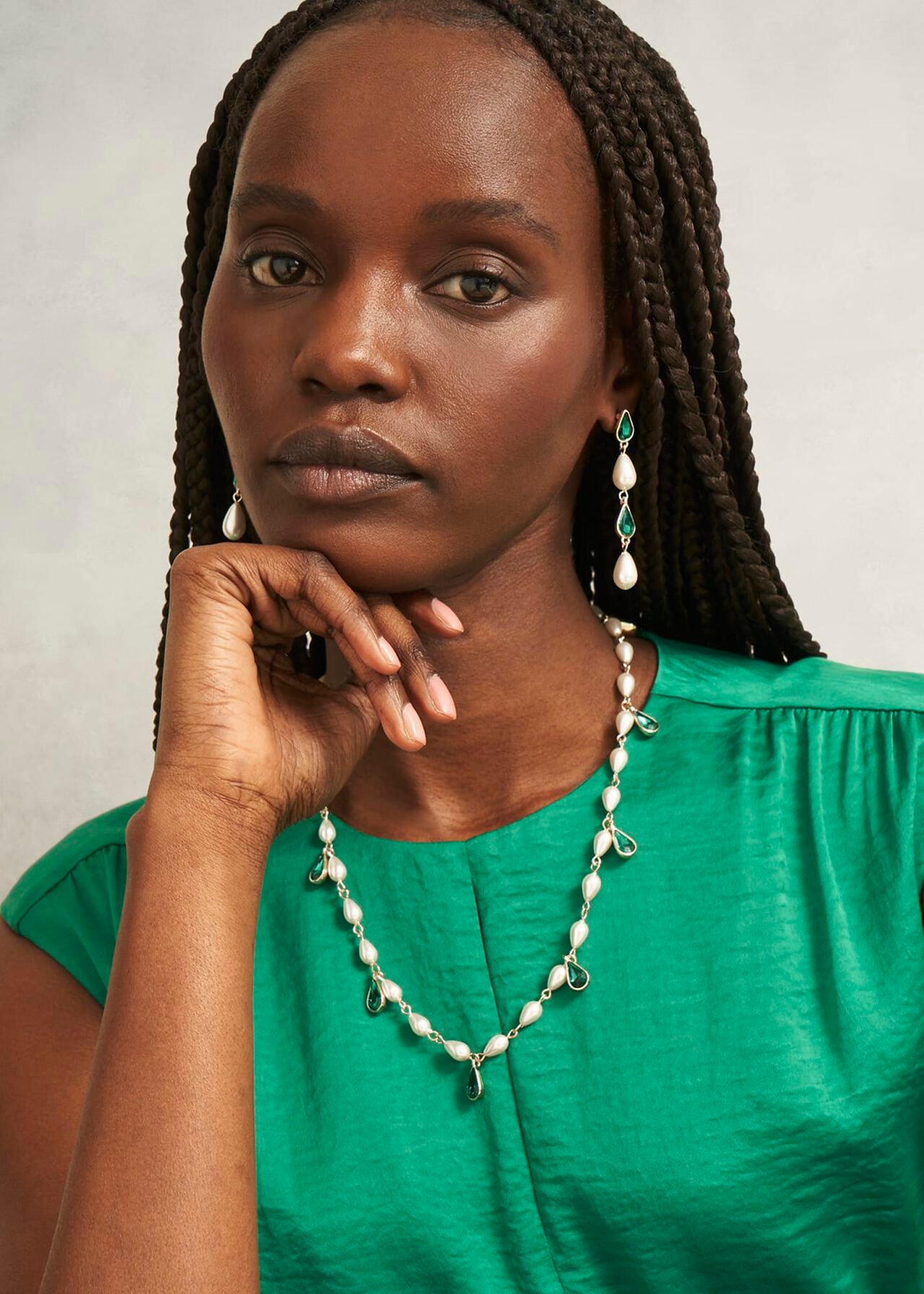 Laurie Earring, Gold Green, hi-res