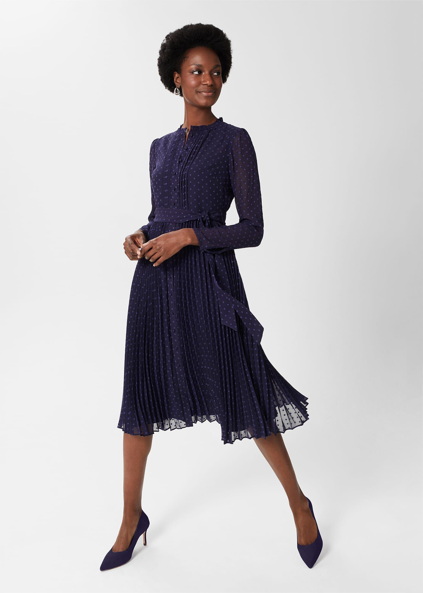 Navy blue fit 2025 and flare dress