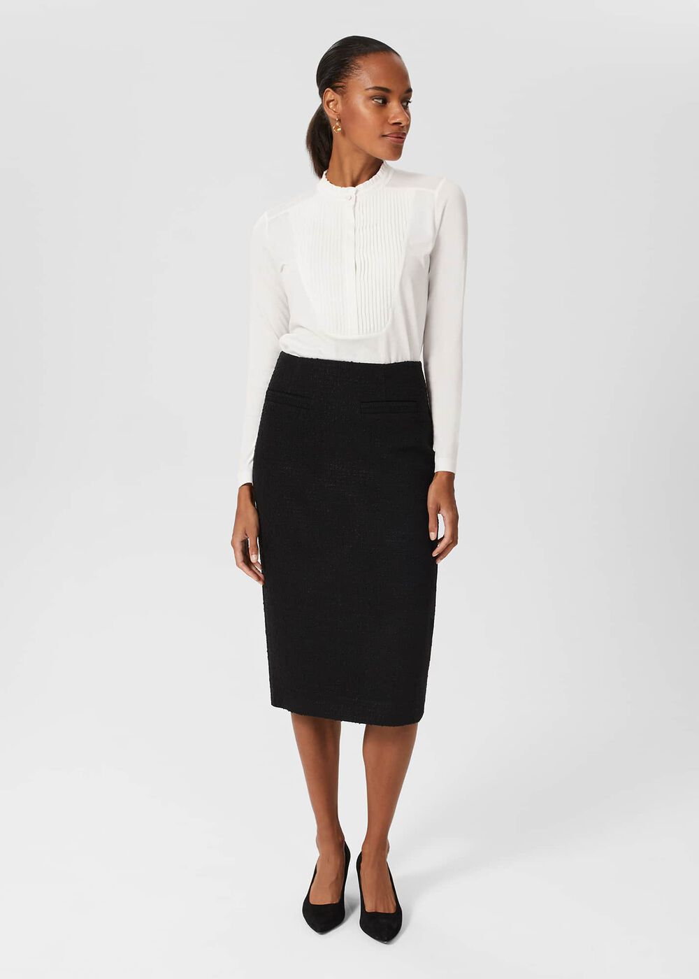 Gabi Tweed Skirt, Black, hi-res