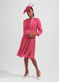 Petite Eleanor Spot Fit And Flare Dress, Pink Ivory, hi-res