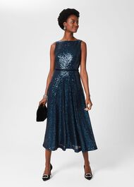 Carly Sequin Dress, Midnight, hi-res