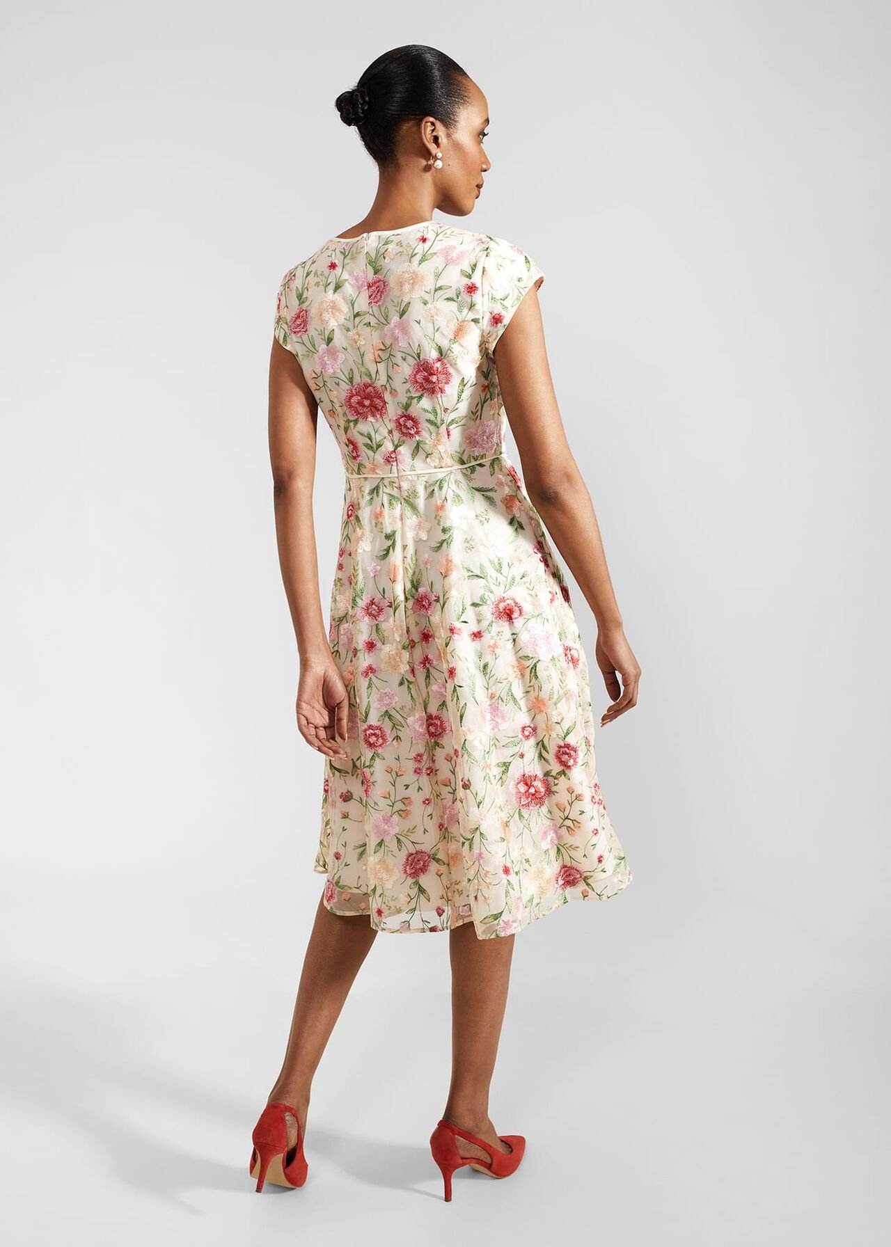 Petite Tia Embroidered Dress, Cream Multi, hi-res