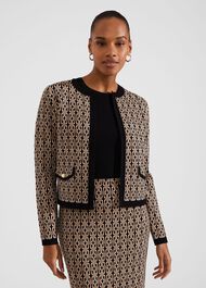 Perrie Knitted Jacket, Black Camel, hi-res