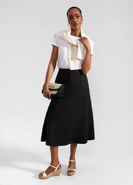 Lina Linen Skirt, Black, hi-res
